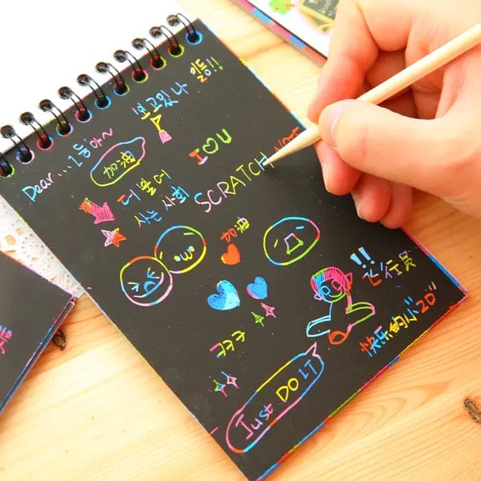 Children Graffiti Notebook, Black Page Magic Drawing Book, Painting Notepad for Kids, DIY Scratch Drawing Notes Paper, Graffiti Painting Coils Drawing Book, Color Scratch Art Mini Notes, Scraping Drawing Paper Children Graffiti Notebook, Black Page Magic Drawing Book, Painting Notepad for Kids, DIY Scratch Drawing Notes Paper, Graffiti Painting Coils Drawing Book, Color Scratch Art Mini Notes, Scraping Drawing Paper
